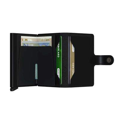 Secrid Miniwallet Compact RFID Aluminium Leather Card Wallet Black