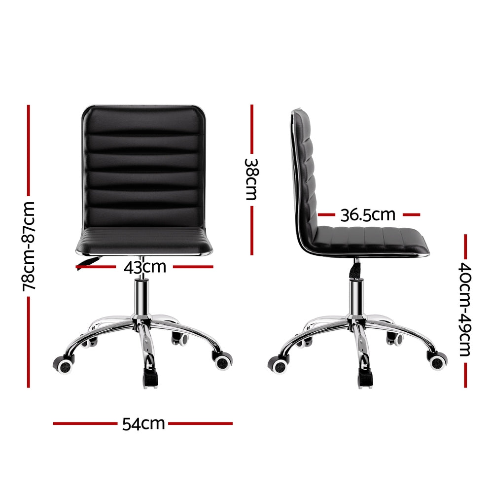 Artiss Office Chair Conference Chairs PU Leather Low Back (Black)