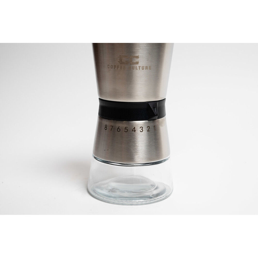 Coffee Culture Premium Stainless Steel Hand Burr Manual Coffee Grinder (Silver)