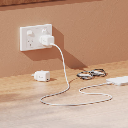 EFM USB-C Braided Cable Twin Pack with 60W Power Throughput 1M (White)