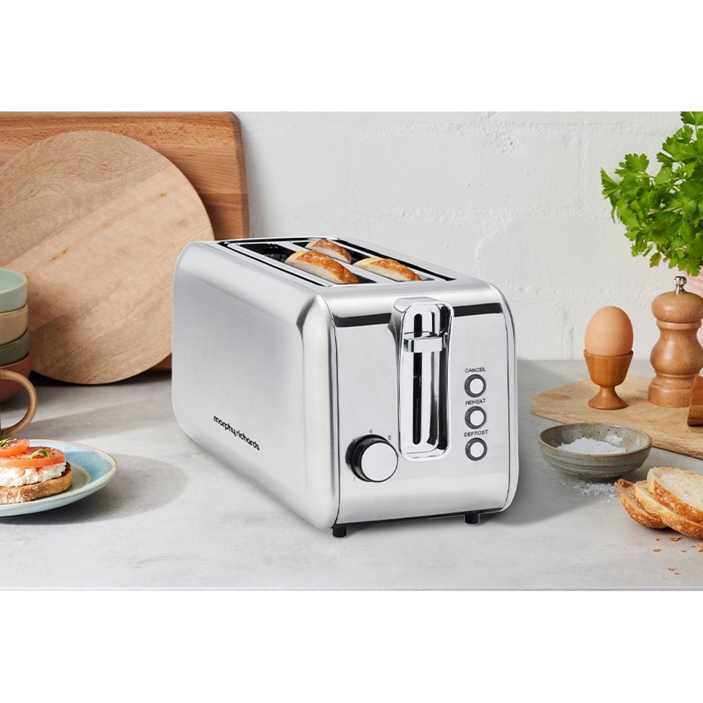 Morphy Richards Equip Stainless Steel 4 Slice Toaster with Long Slots
