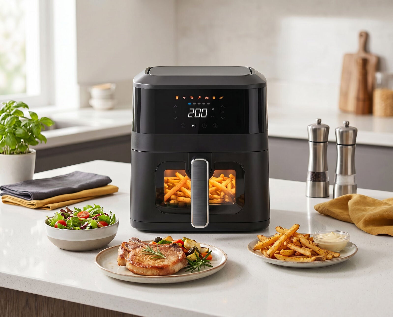 Healthy Choice 1400W 5L Non-Stick Digital Air Fryer with Clear Viewing Window