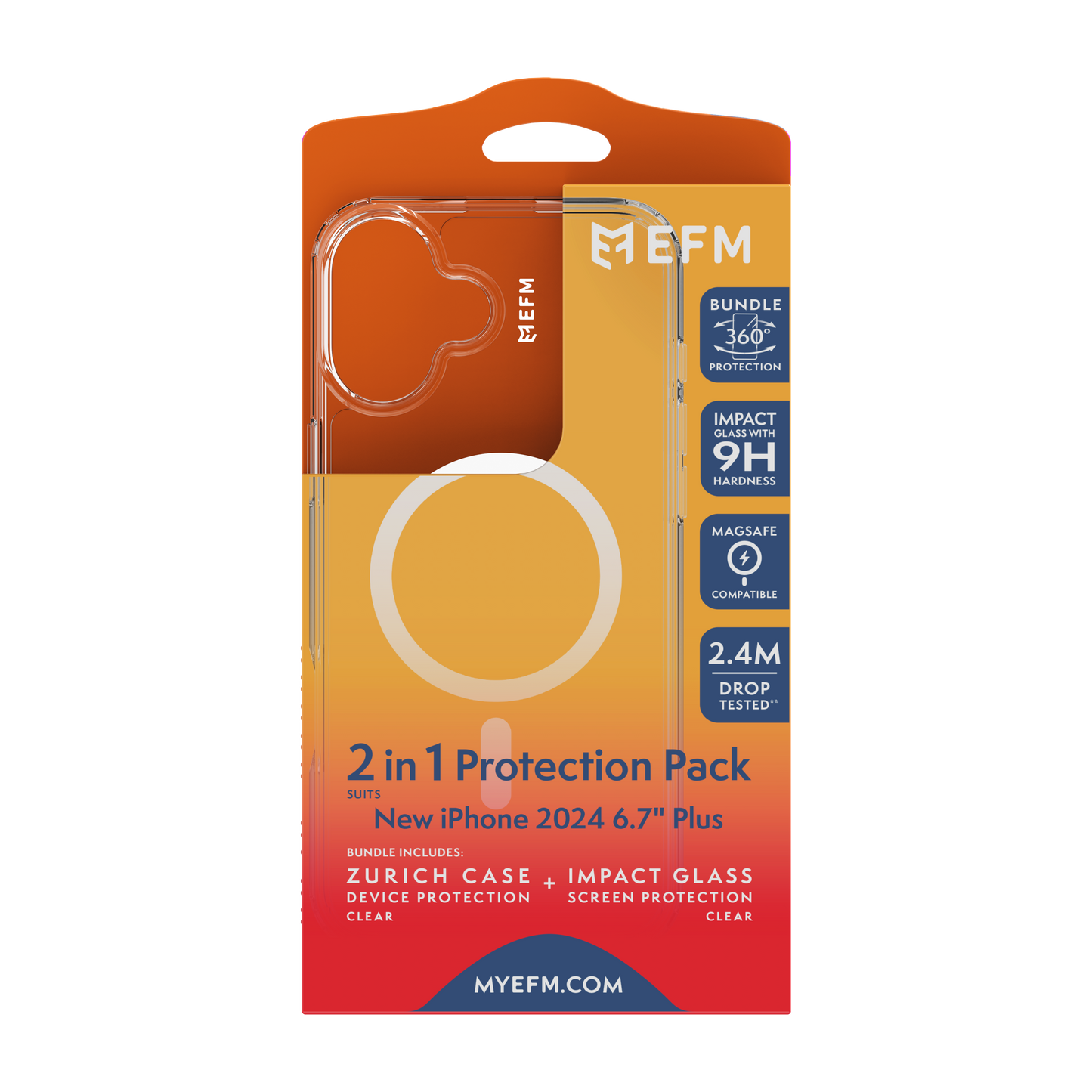 EFM 2-in-1 Case and Screen Protection Bundle - iPhone 16 Plus (Clear)