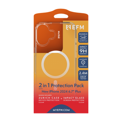 EFM 2-in-1 Case and Screen Protection Bundle - iPhone 16 Plus (Clear)