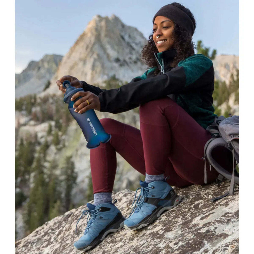 LifeStraw 1L Peak Collapsible Squeeze Bottle with Filter Mountain Blue