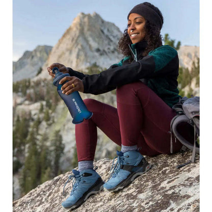 LifeStraw 1L Peak Collapsible Squeeze Bottle with Filter Mountain Blue