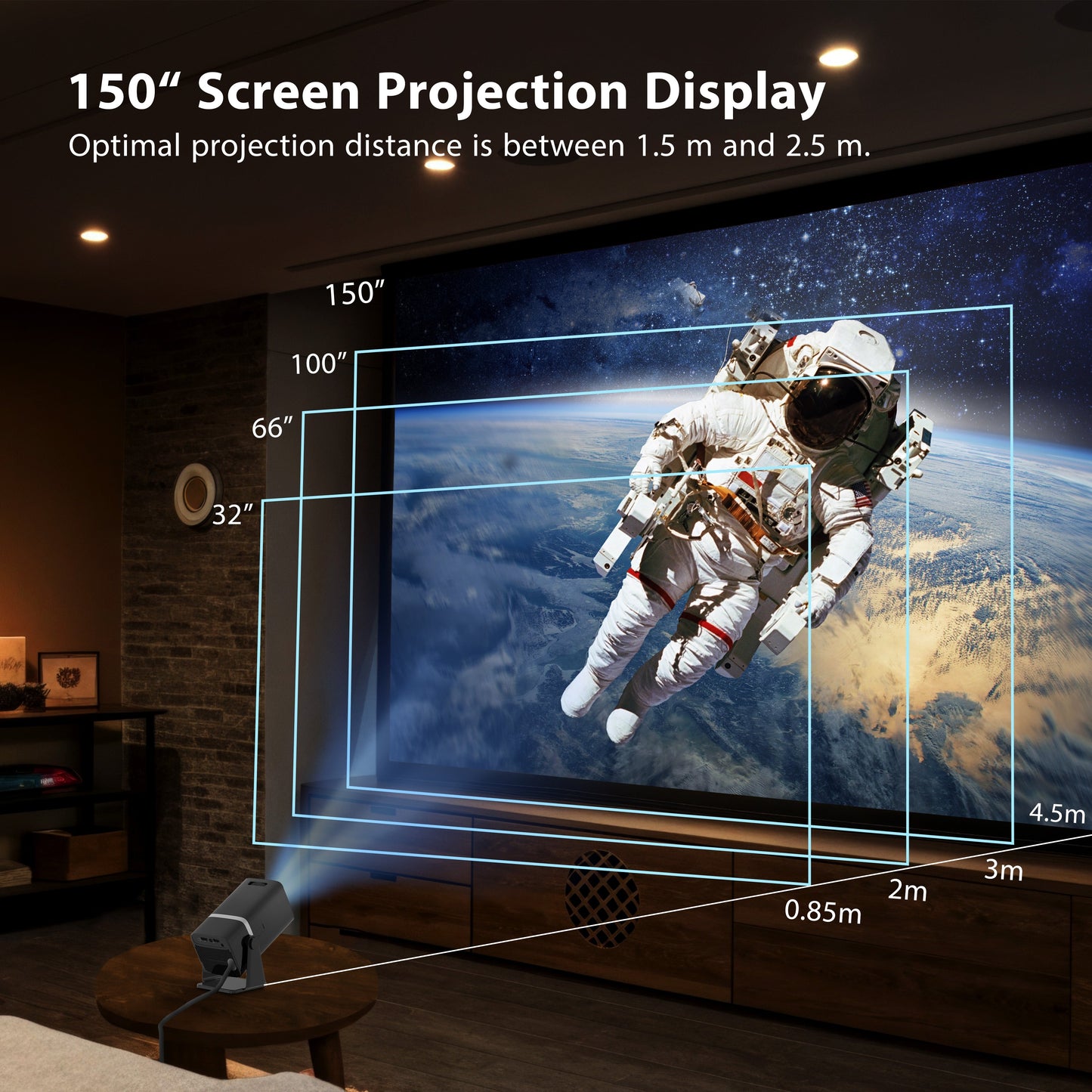 ALLIUMS Mini Projector with 5G WiFi, 1080P Supported (Black)