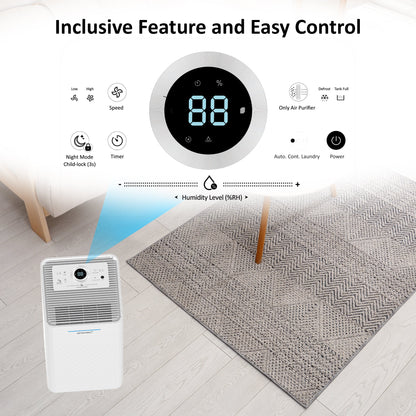AROVEC 2-in-1 Smart Dehumidifier & Air Purifier – 10L/Day, 2.5L Tank, 30m² Coverage
