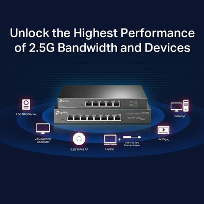 TP-Link TL-SG108-M2 8 Port 2.5G Gigabit Ethernet Hub Gaming 4K Desktop Switch