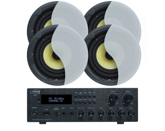 Weconic 2 Channel Amplifier + 4x 6" Indoor Ceiling Speakers