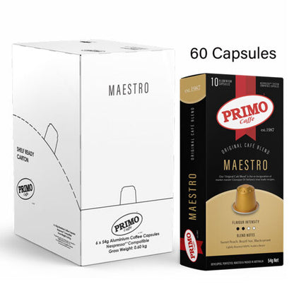 Primo Caffe Maestro Coffee Capsules (6 x 10-Pack) for Nespresso