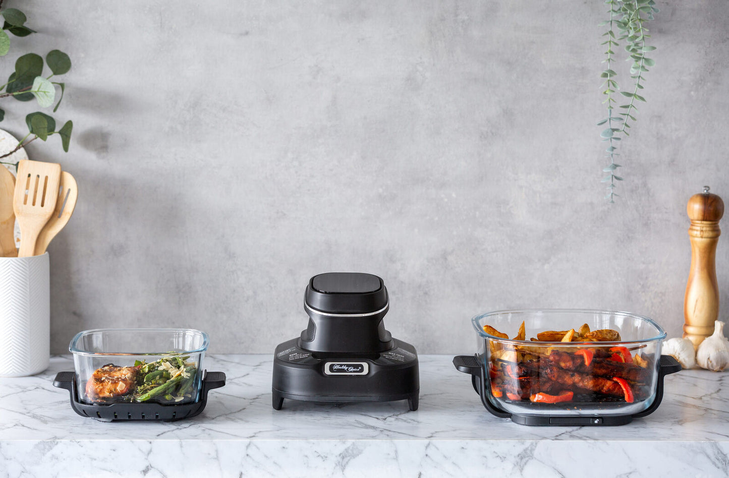 Healthy Choice Crisp N Go Air Fryer Dual Glass Bowl 4.5L