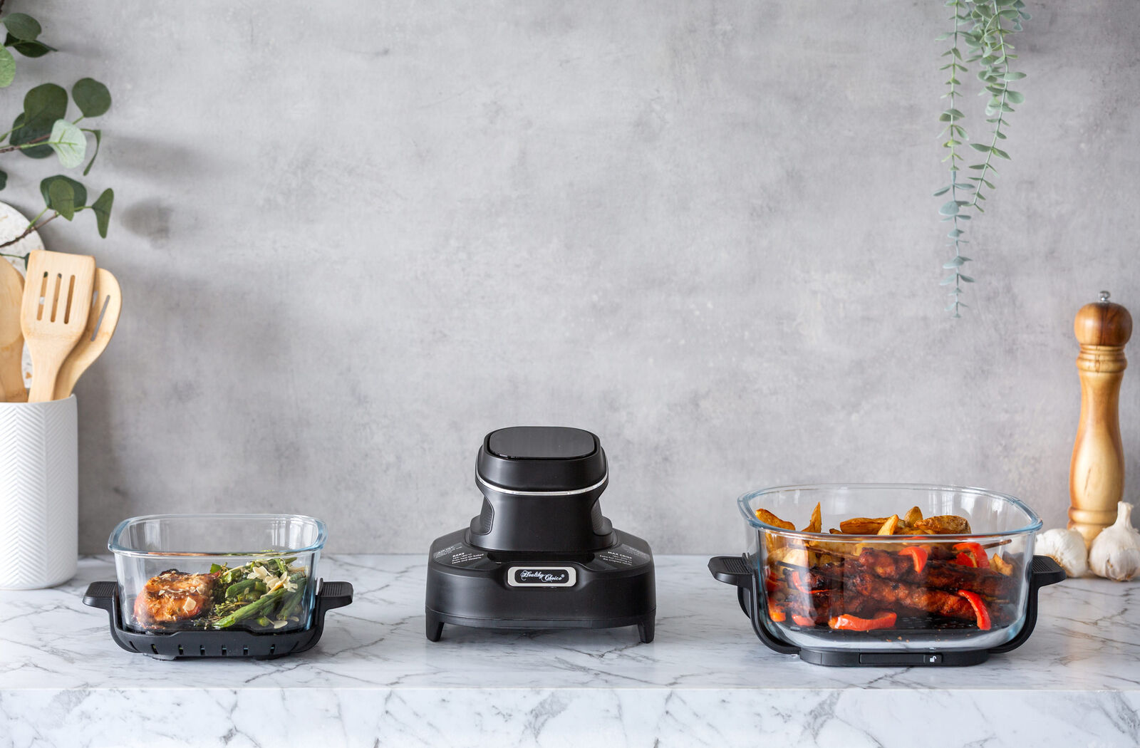 Healthy Choice Crisp N Go Air Fryer Dual Glass Bowl 4.5L