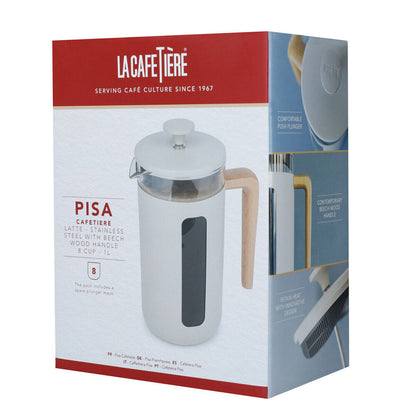 La Cafetiere Pisa 8-Cup 1L Stainless Steel/Glass Coffee French Press (Latte)