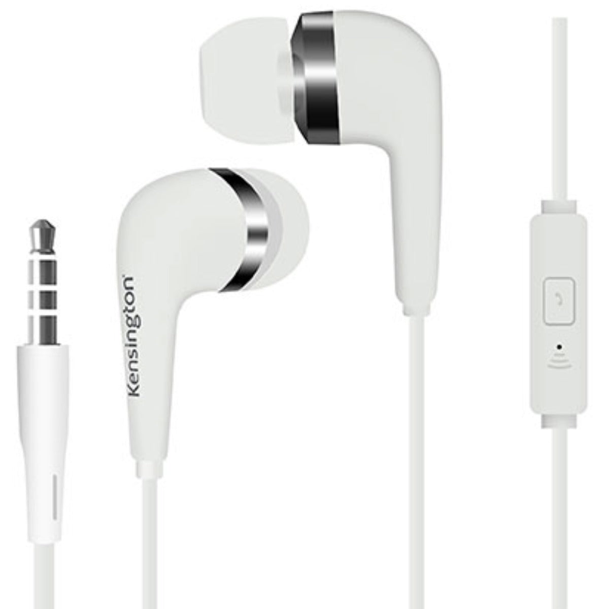 Kensington Stereo Earphones with Microphone and Case 3.5mm White