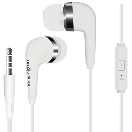 Kensington Stereo Earphones with Microphone and Case 3.5mm White
