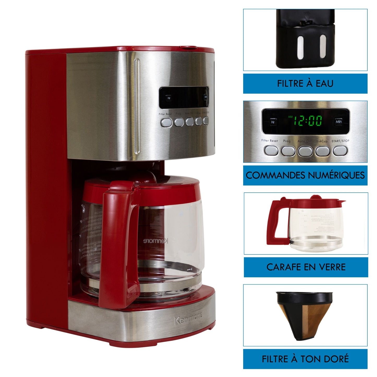 Kenmore Drip Coffee Maker 12‑Cup Red