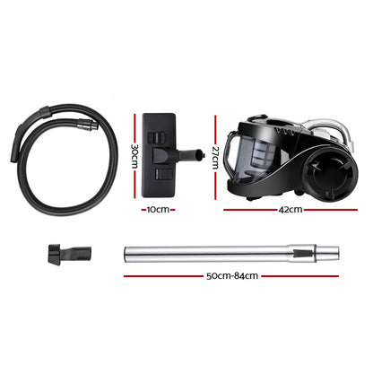 Devanti 2200W Multi-cyclonic Bagless Vacuum Cleaner Pet Hair (Black)