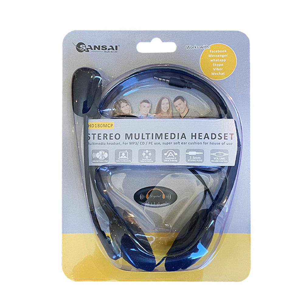Sansai Stereo 3.5mm Headset Headphones w/ Microphone for Computer PC Gaming