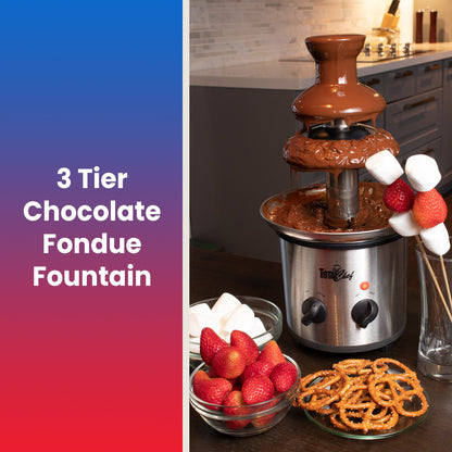 Total Chef 3 Tier Chocolate Fondue Fountain 680g Capacity, Stainless Steel