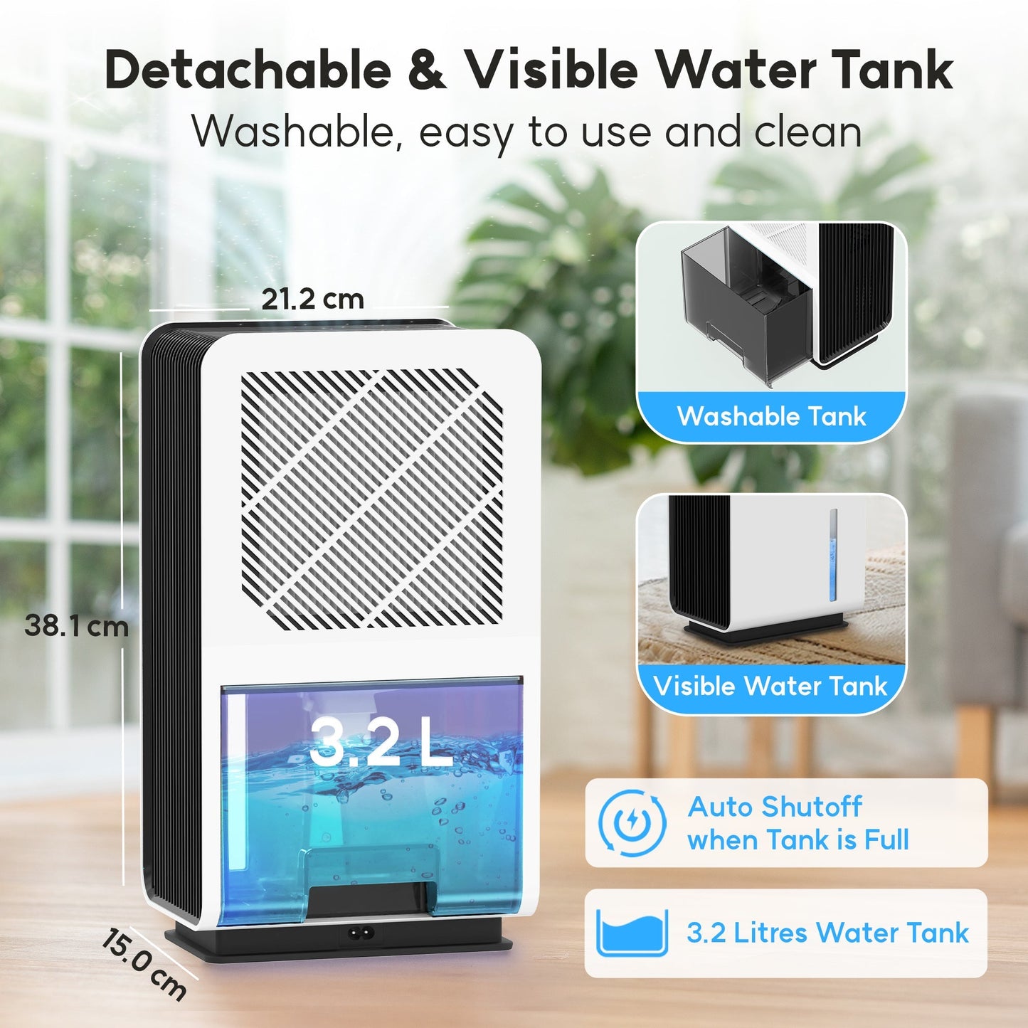 AROVEC 2-in-1 Air Dehumidifier & Purifier, True HEPA Filter, AV-DP500