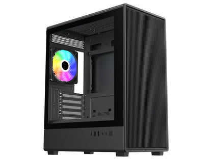 Cooler Master Elite 350 Micro-ATX Case w/ 4x ARGB Fans & Tempered Glass - Black