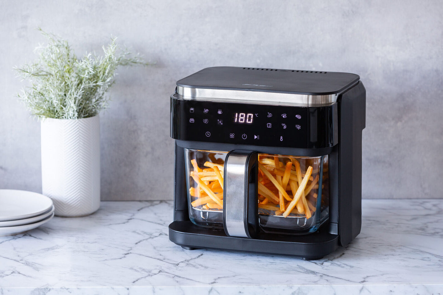 Healthy Choice PFAS-Free 1200–1400W Touch-Controlled Digital Air Fryer with Glass Basket 6.5L