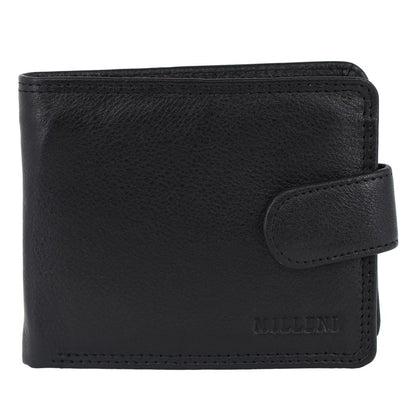 Milleni Men's Leather Card/Card Tab RFID Protected Wallet 11cm Black