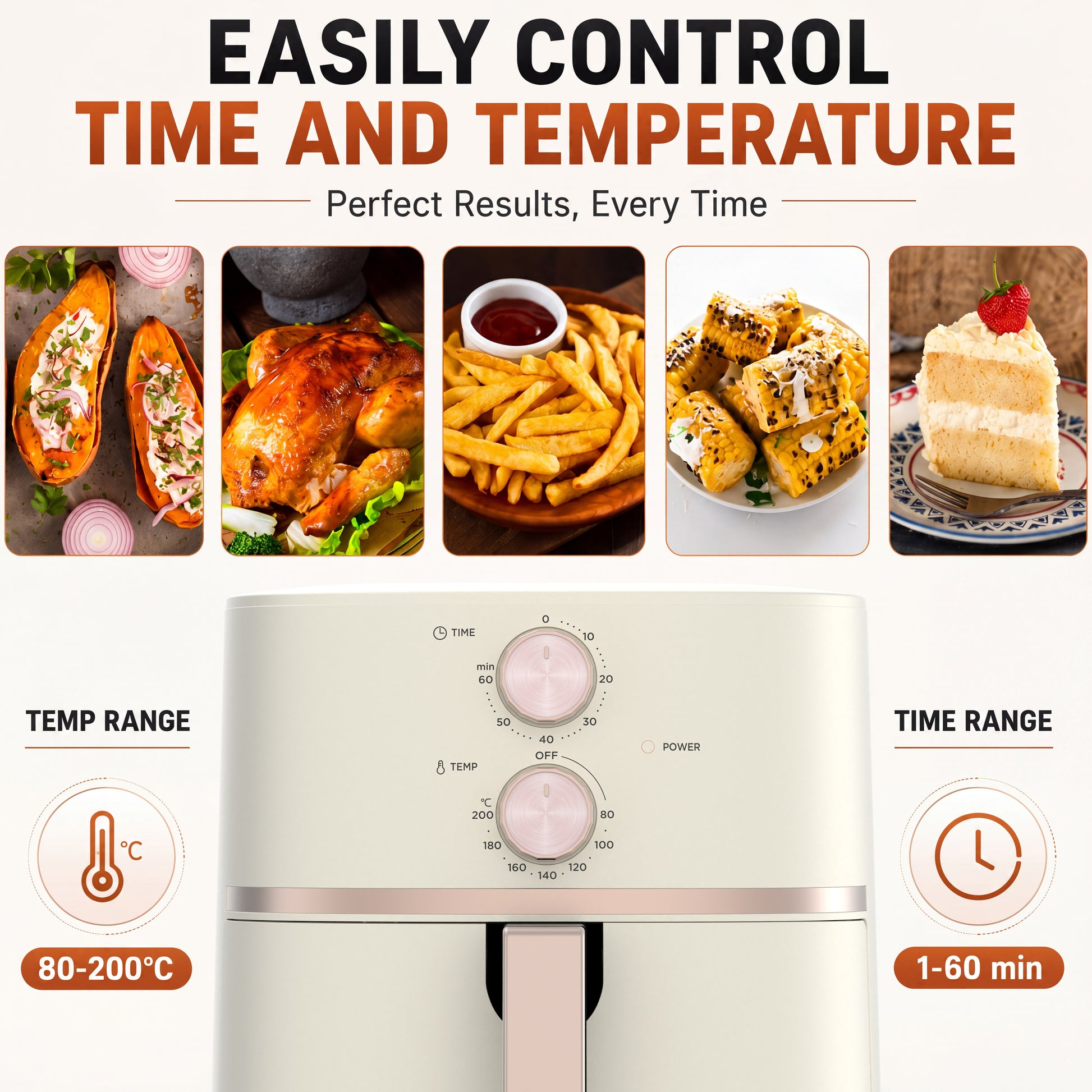 AUSPURE Air Fryer 4.5L, Easy Knob Control with Cookbook