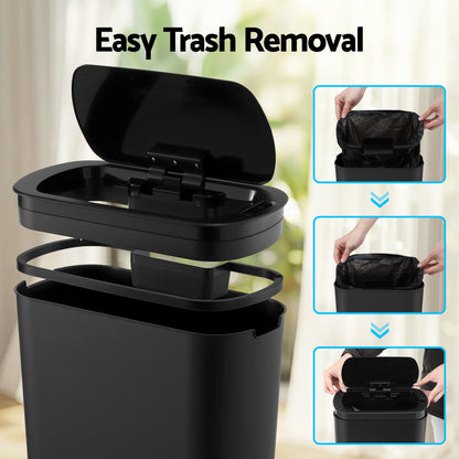 Devanti 21L Motion Sensor Kitchen Bin Slim Touchless Rubbish Can with Lid Black