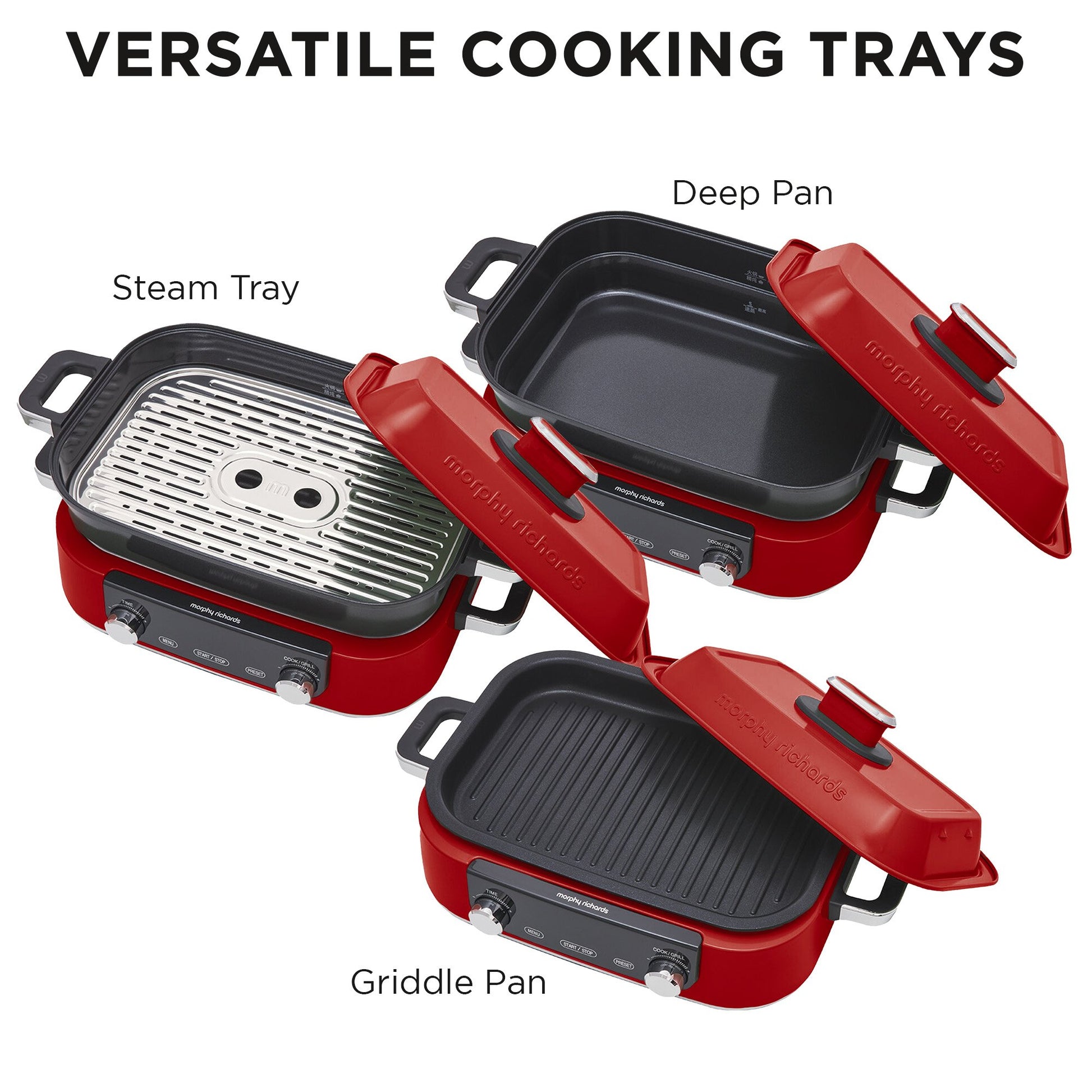 Morphy Richards 3L Non-Stick Multifunction Electric Cooker Pan (Red)