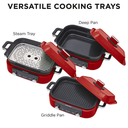 Morphy Richards 3L Non-Stick Multifunction Electric Cooker Pan (Red)