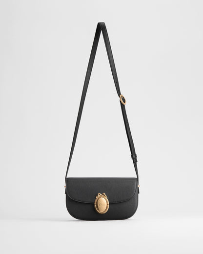 Small Dior Médaillon Flap Bag Black Grained Calfskin