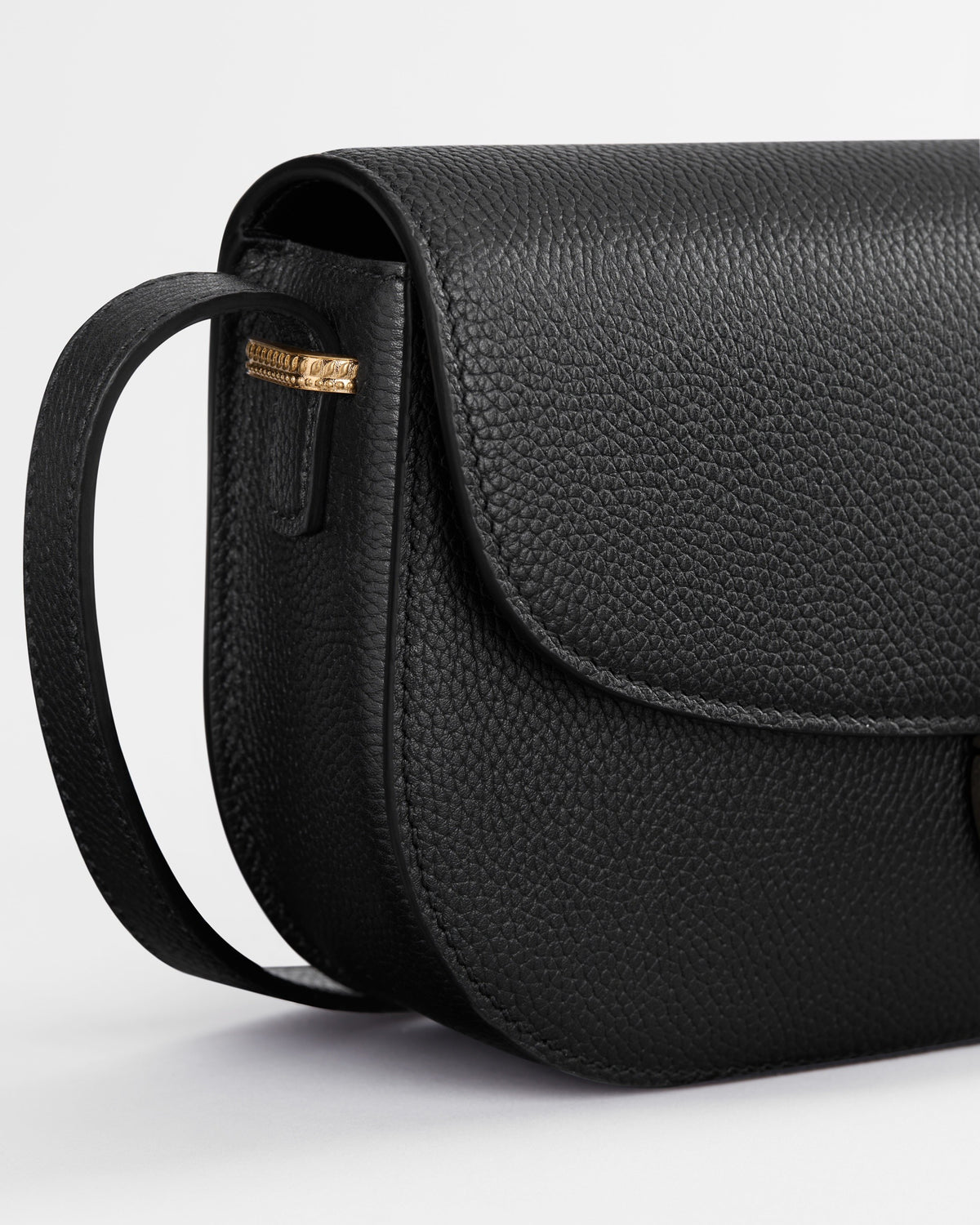 Small Dior Médaillon Flap Bag Black Grained Calfskin
