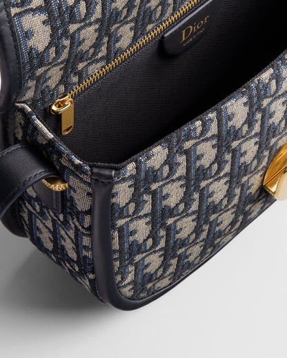 Medium Dior Médaillon Flap Bag Blue Dior Oblique Jacquard