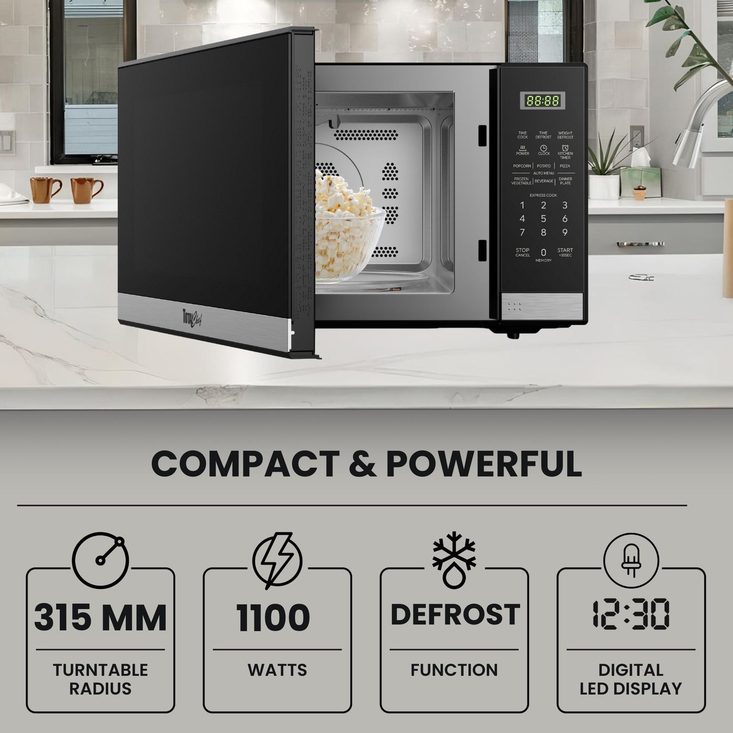 Total Chef 1100W Microwave Oven 34L Black