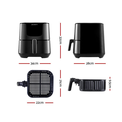 Devanti Air Fryer 7L LCD Fryers (Black)