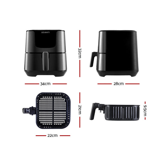 Devanti Air Fryer 7L LCD Fryers (Black)
