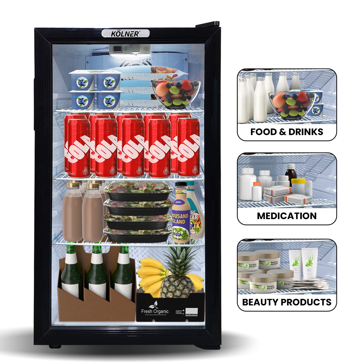 Kolner Glass Door Mini Bar Fridge 100L
