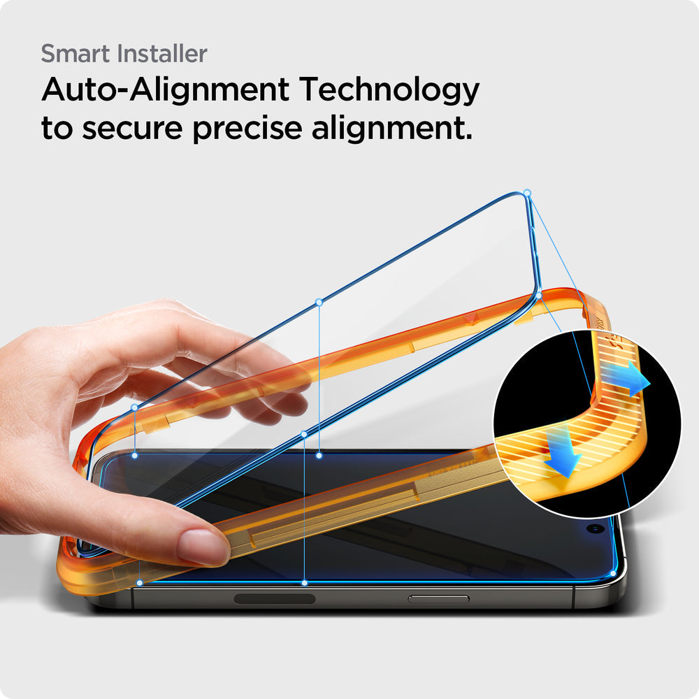 Spigen Apple iPhone 14 Pro Max AlignMaster GLAS.tR Full Cover 2PCS Glass Screen Protector - Black