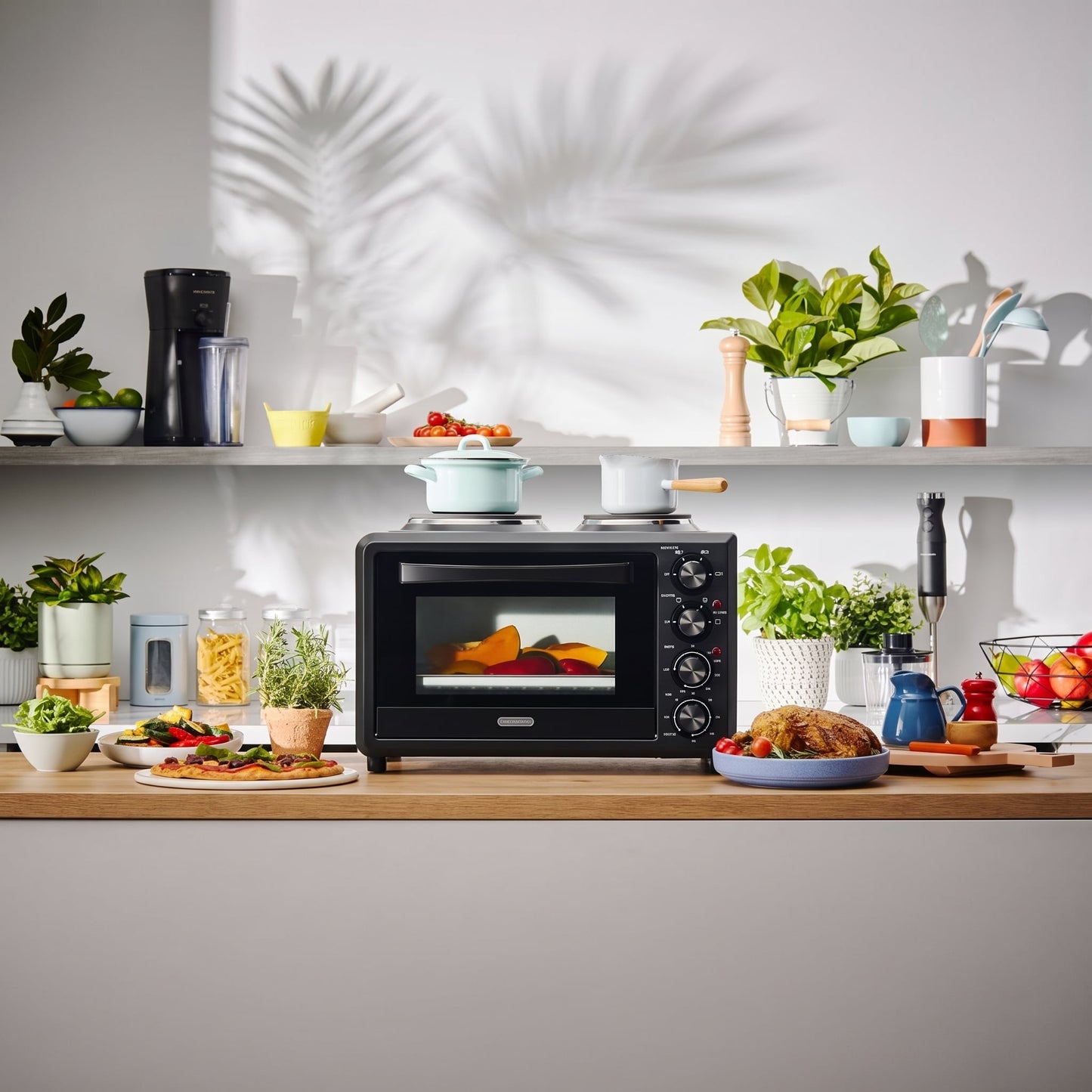 Morphy Richards 32L Black 2-in-1 Benchtop Convection Oven with Hot Plates