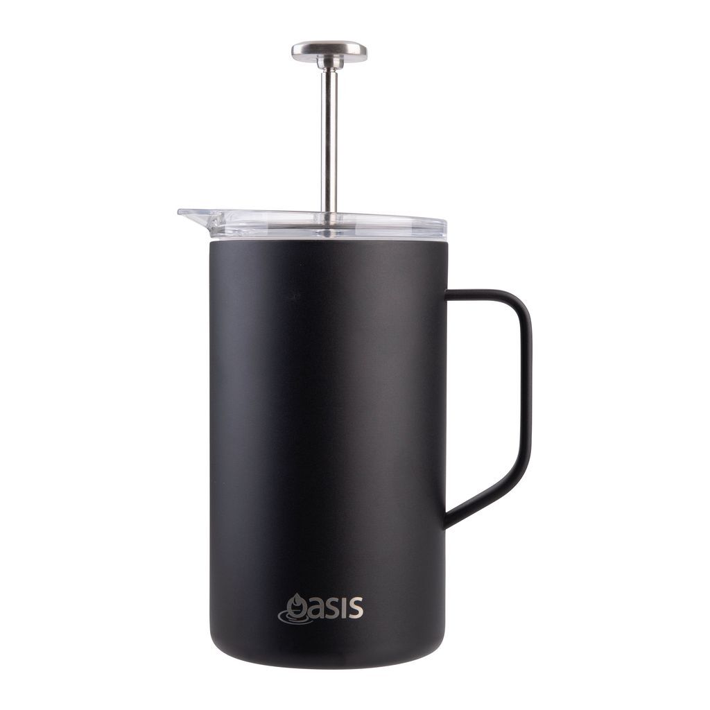 Oasis Stainless Steel Double Wall Insulated Coffee Press - 8 Cup - 1 Litre - Black