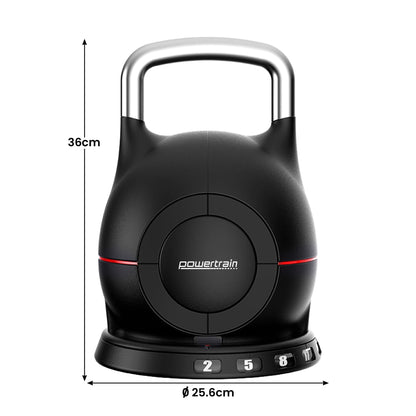 Powertrain 2x 40kg Adjustable Kettlebell One Hand Adjustment Weight Set