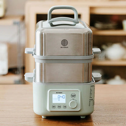 BUYDEEM 10L Electric Food Steamer Two-Tier Digital Quick Steam 1500W (Green)