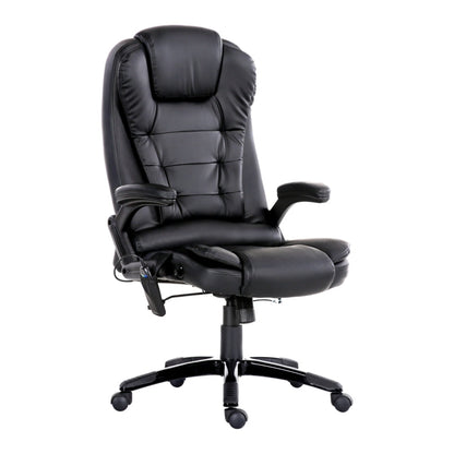 Artiss 8 Point Massage Office Chair Heated Seat Recliner PU (Black)