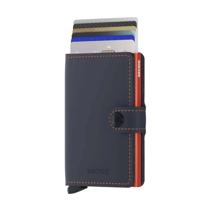 Secrid Miniwallet Compact RFID Aluminium Leather Card Wallet Night Blue/Orange