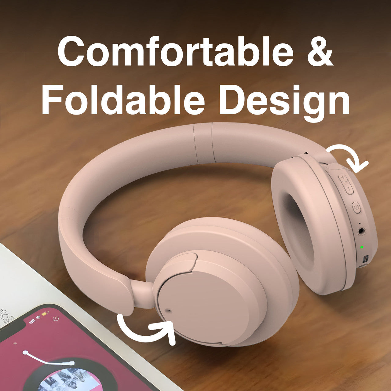 Laser Active Noise Cancelling Bluetooth Headphones (Pink)