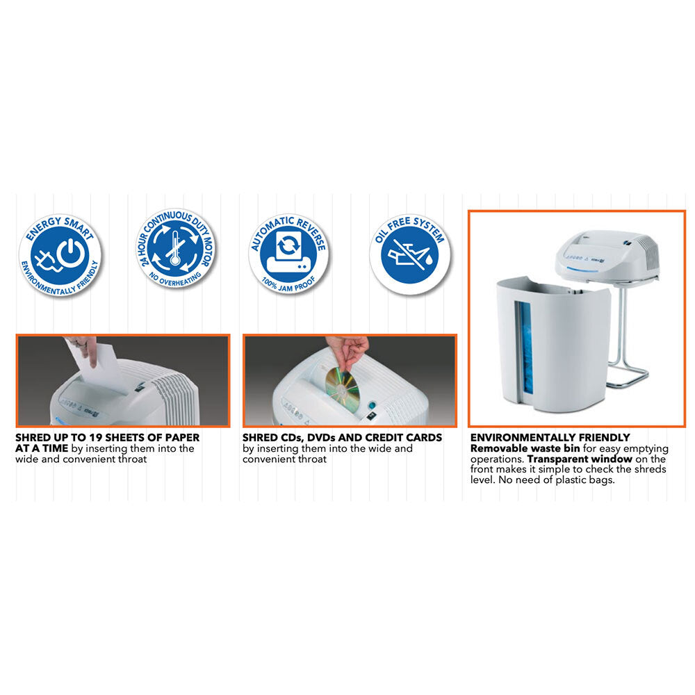 KOBRA +1 SS4 38.5L Small Office/Home Card/DVD Paper Strip Cut Shredder 17-19p