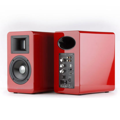 Airpulse A100 Active Wireless Bookshelf Speakers and WiiM Mini (Red)