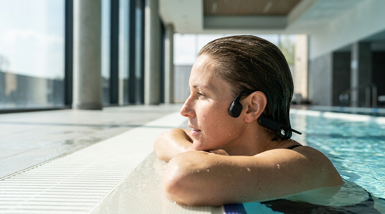 Laser Bone Conduction Swimming Headphones (Black)